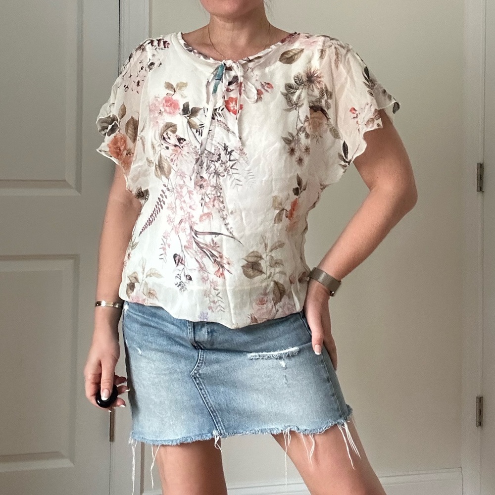 Printed Silk Lace Blouse